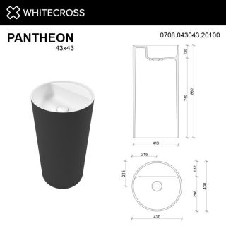 Раковина WHITECROSS Pantheon 0708.043043.20100 43 см чёрный/белый матовый